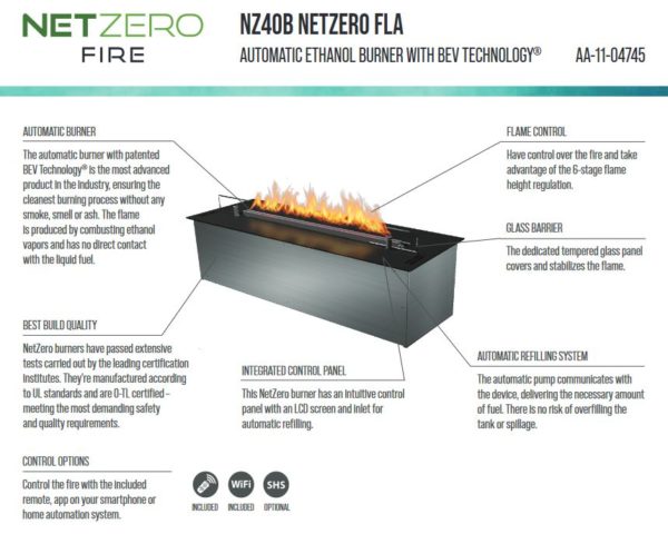 NetZero NZ40B FLA Burner - Blaze Corporation Products | BlazeFireplaces.com